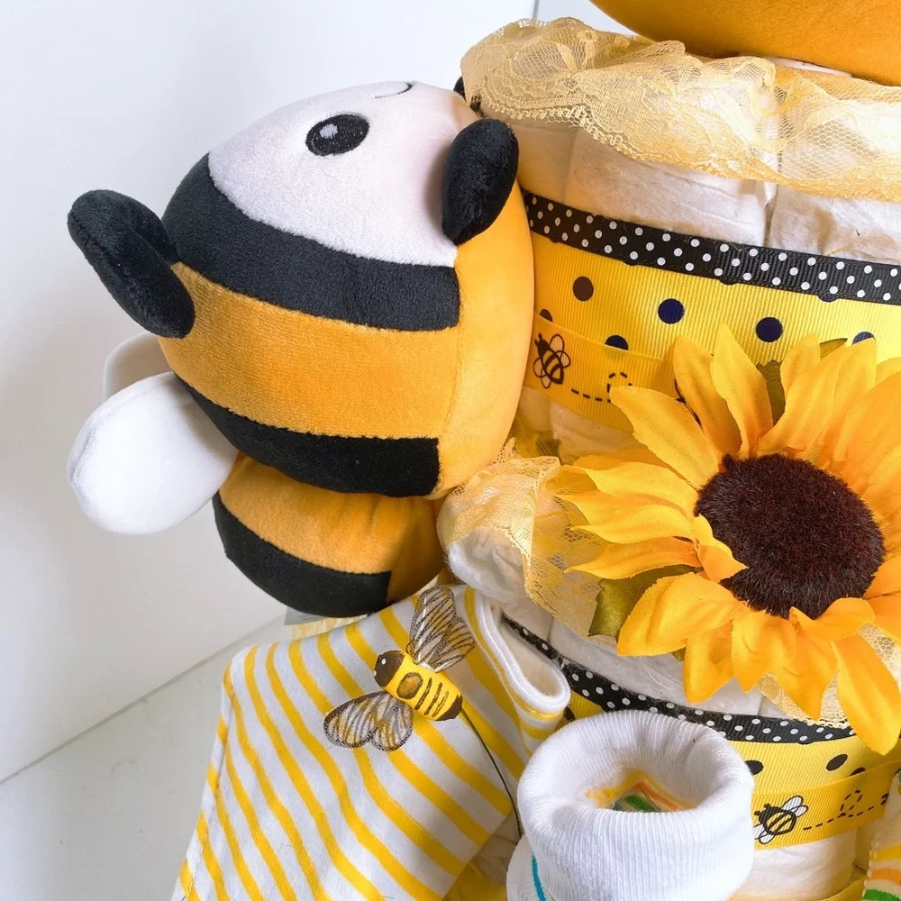 Twins Bees Diaper Cake, Neutral Gender Cake